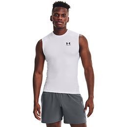 Under Armour HeatGear Kompressiopaita hihaton valkoinen