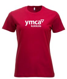 ymca kokkola t-paita punainen naisten leikkauksella